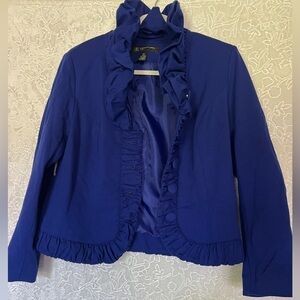 INC International Concepts Cobalt Blue Ruffle-Trim Blazer